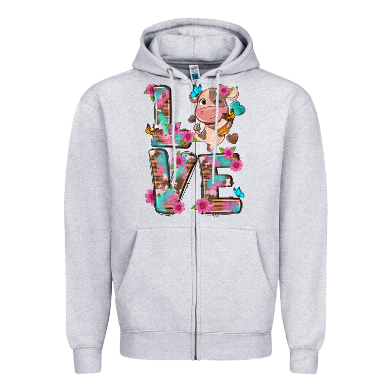 Love Little Cute Cow Zipper Hoodie by NancyCooperArtShop | Teevron