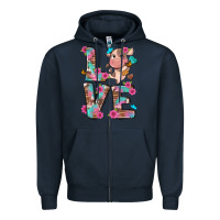 Navy love little cute cow Zipper Hoodie - NancyCooperArtShop