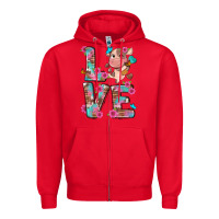 Red love little cute cow Zipper Hoodie - NancyCooperArtShop