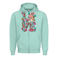 Seafoam love little cute cow Zipper Hoodie - NancyCooperArtShop