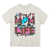 Cream being a mom makes my life complete Heavy Core Tee - Zillion Design Studio
