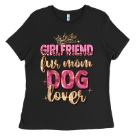 Black girlfriend  fur mom dog lover Ladies Tee - Zillion Design Studio