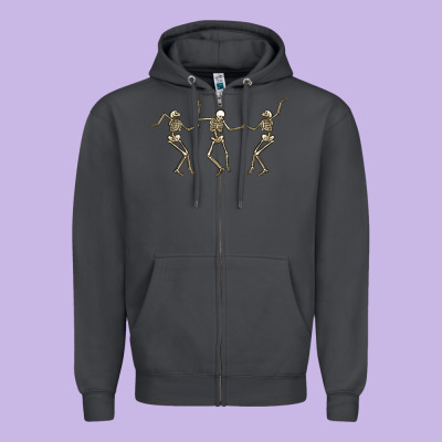 Dancing Skeletons Zipper Hoodie Designed By Maliassmallbusiness