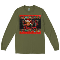 Army Green love christmas highland cow and turquoise gemstone Long Sleeve Tee - Jasminsmagicworld