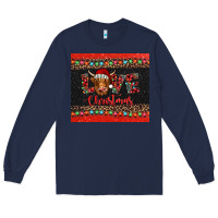 Navy love christmas highland cow and turquoise gemstone Long Sleeve Tee - Jasminsmagicworld