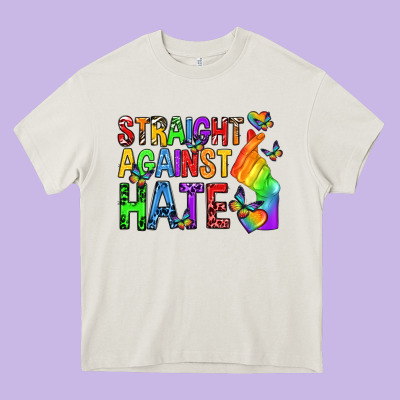 Straight Against Hate Pride Lgbtq Heavy Core Tee Designed By Texasbilliewilder