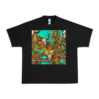 Black western bull skull and cactus seamless pattern Urban Heavy Tee - BundleAndBundleShop