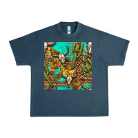 Midnight Navy western bull skull and cactus seamless pattern Urban Heavy Tee - BundleAndBundleShop