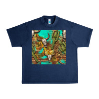 Navy western bull skull and cactus seamless pattern Urban Heavy Tee - BundleAndBundleShop