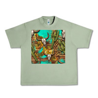 Oil Green western bull skull and cactus seamless pattern Urban Heavy Tee - BundleAndBundleShop