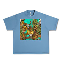 Pebble Blue western bull skull and cactus seamless pattern Urban Heavy Tee - BundleAndBundleShop