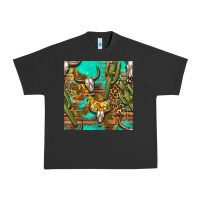 Pigment Black western bull skull and cactus seamless pattern Urban Heavy Tee - BundleAndBundleShop