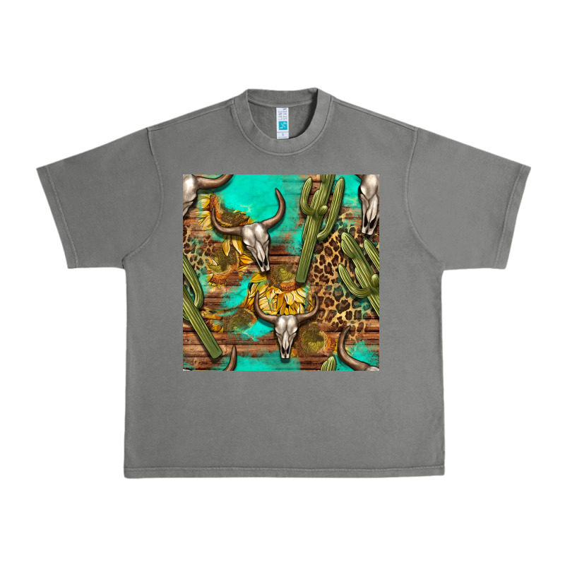 Western Bull Skull And Cactus Seamless Pattern Urban Heavy Tee by BundleAndBundleShop | Teevron