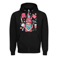 Black nurse with heart Zipper Hoodie - NancyCooperArtShop