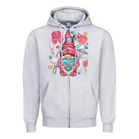Heather Grey nurse with heart Zipper Hoodie - NancyCooperArtShop
