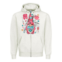 Oatmeal Heather nurse with heart Zipper Hoodie - NancyCooperArtShop