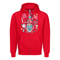 Red nurse with heart Zipper Hoodie - NancyCooperArtShop