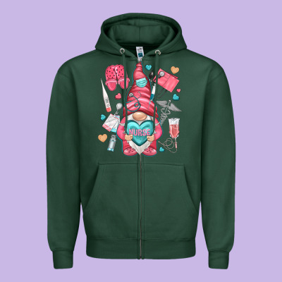Nurse With Heart Zipper Hoodie Designed By Nancycooperartshop