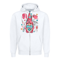 White nurse with heart Zipper Hoodie - NancyCooperArtShop