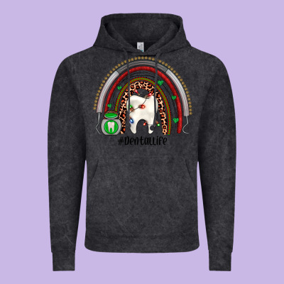 Christmas Dental Life Rainbow Vintage Hoodie Designed By Jahusdesignshop