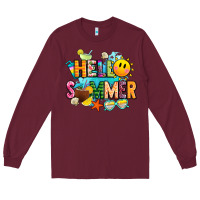 Burgundy hello summer Long Sleeve Tee - JahusDesignShop