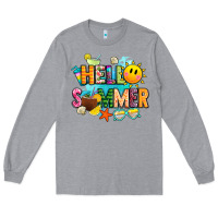 Heather Grey hello summer Long Sleeve Tee - JahusDesignShop