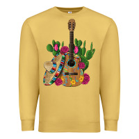 Antique Gold ,mexican sombrero guitar rose cactus Premium Sweatshirt - Artiststas
