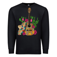 Black ,mexican sombrero guitar rose cactus Premium Sweatshirt - Artiststas
