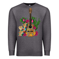 Charcoal Heather ,mexican sombrero guitar rose cactus Premium Sweatshirt - Artiststas