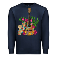 Navy ,mexican sombrero guitar rose cactus Premium Sweatshirt - Artiststas