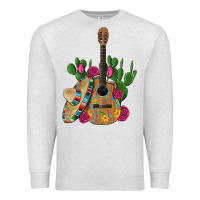 Oatmeal Heather ,mexican sombrero guitar rose cactus Premium Sweatshirt - Artiststas