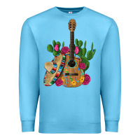 Ocean Blue ,mexican sombrero guitar rose cactus Premium Sweatshirt - Artiststas
