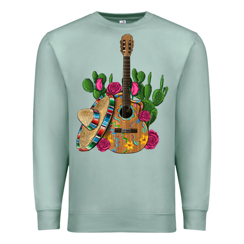 ,mexican Sombrero Guitar Rose Cactus Premium Sweatshirt by Artiststas | Teevron