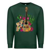 Sports Green ,mexican sombrero guitar rose cactus Premium Sweatshirt - Artiststas