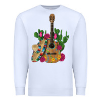 White ,mexican sombrero guitar rose cactus Premium Sweatshirt - Artiststas