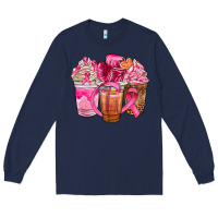 Navy breast cancer coffee cups Long Sleeve Tee - NancyCooperArtShop