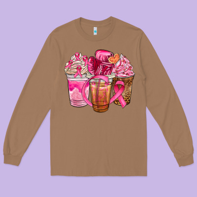 Breast Cancer Coffee Cups Long Sleeve Tee Designed By Nancycooperartshop