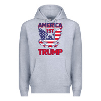 Heather Grey Trump America First Eagle Premium Hoodie - Bettercallsaul