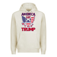 Oatmeal Heather Trump America First Eagle Premium Hoodie - Bettercallsaul