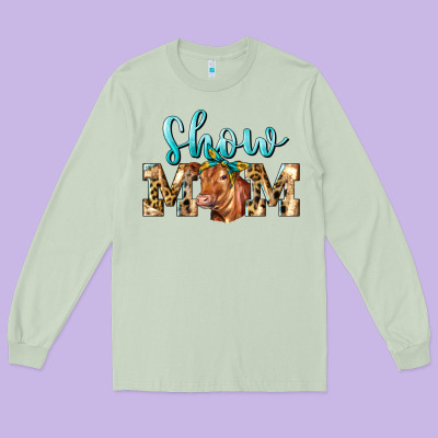 Western Show Mom Red Angus Long Sleeve Tee Designed By Lillyallendesigns