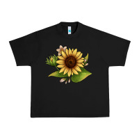 Black sunflower Urban Heavy Tee - JahusDesignShop