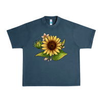 Midnight Navy sunflower Urban Heavy Tee - JahusDesignShop