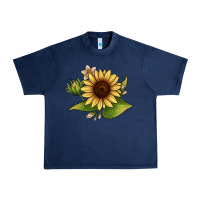 Navy sunflower Urban Heavy Tee - JahusDesignShop