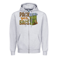 Heather Grey pack your bags Zipper Hoodie - NancyCooperArtShop