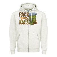 Oatmeal Heather pack your bags Zipper Hoodie - NancyCooperArtShop
