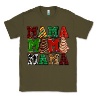 Army Green mama mama mama with christmas lights and christmas tree cakes Classic Tee - AdoDesignShop