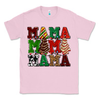 Bubblegum Pink mama mama mama with christmas lights and christmas tree cakes Classic Tee - AdoDesignShop