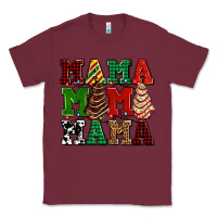 Burgundy mama mama mama with christmas lights and christmas tree cakes Classic Tee - AdoDesignShop