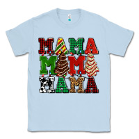 Dusty Blue mama mama mama with christmas lights and christmas tree cakes Classic Tee - AdoDesignShop