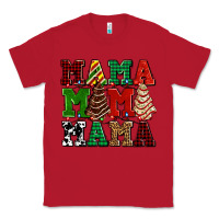 Red mama mama mama with christmas lights and christmas tree cakes Classic Tee - AdoDesignShop